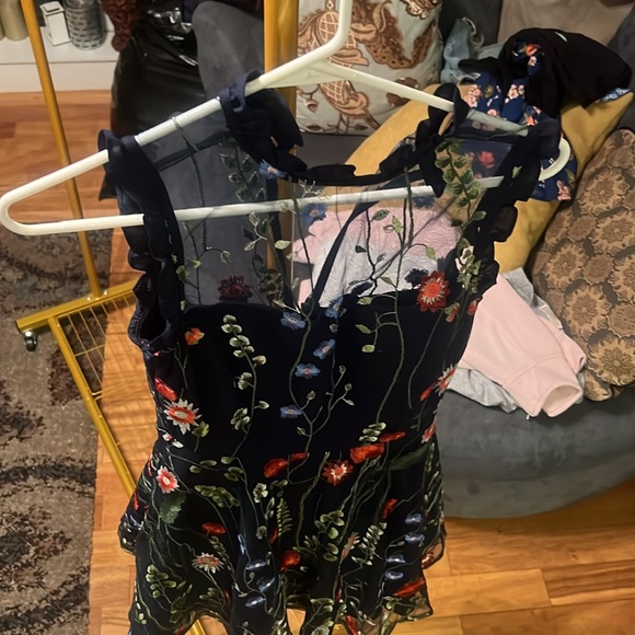 City Studios Junior's size 3 ruffled, embroidered dress. Hook at back, zipper - Picture 3 of 6